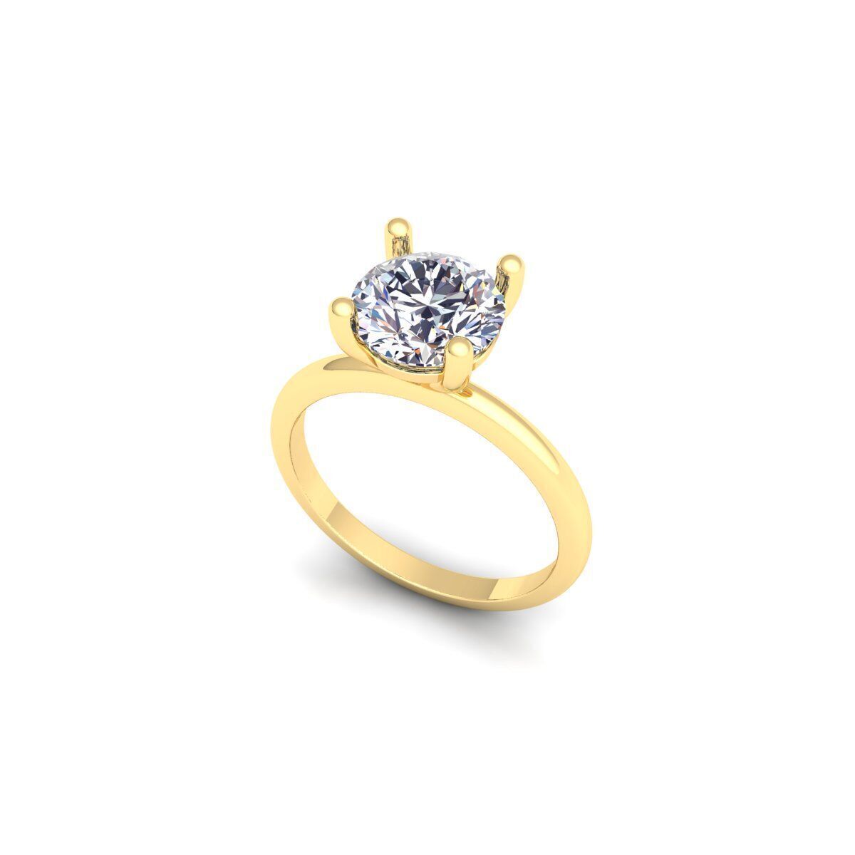 Round Solitaire Diamond Ring 3d Model and Render 3D print model_9