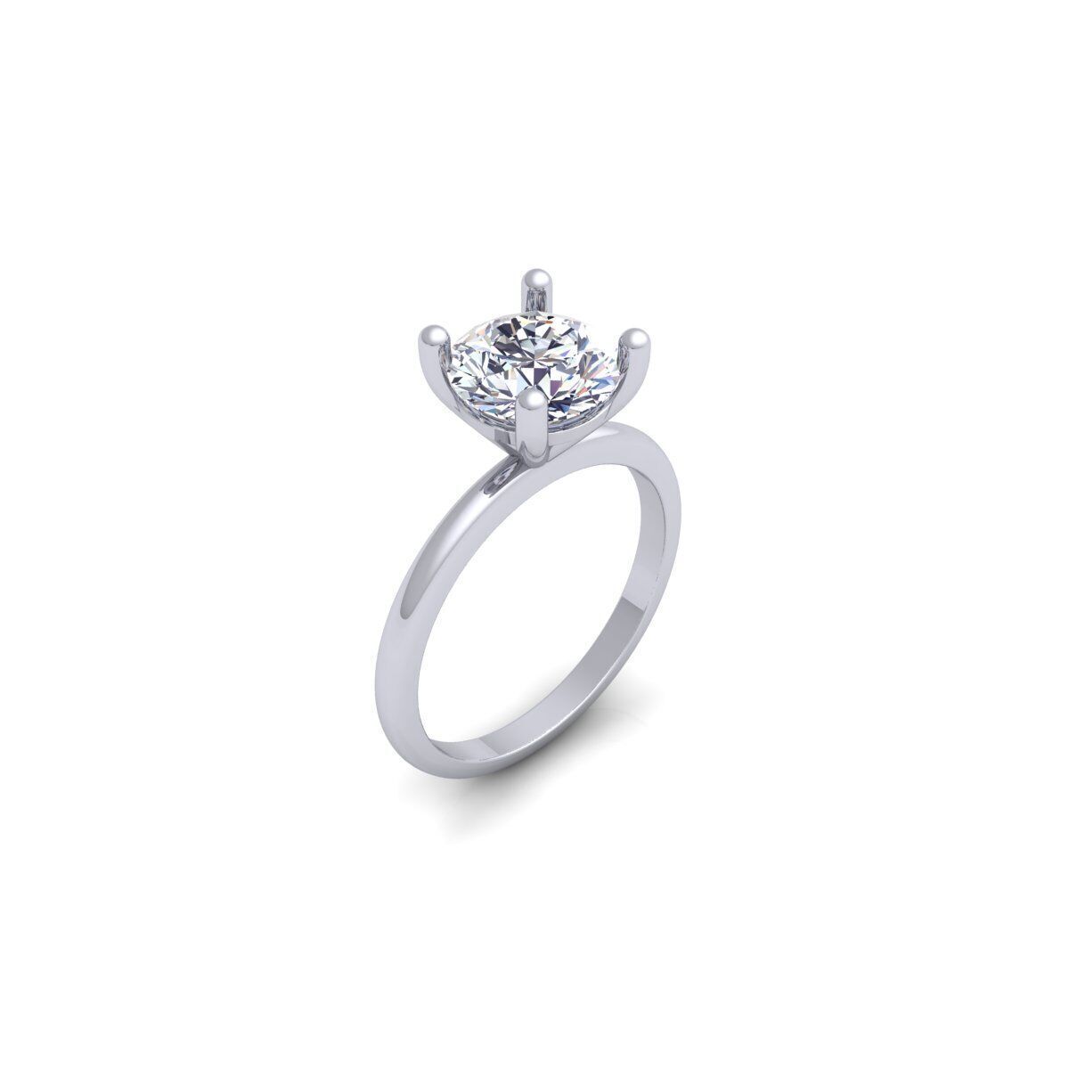 Round Solitaire Diamond Ring 3d Model and Render 3D print model_8