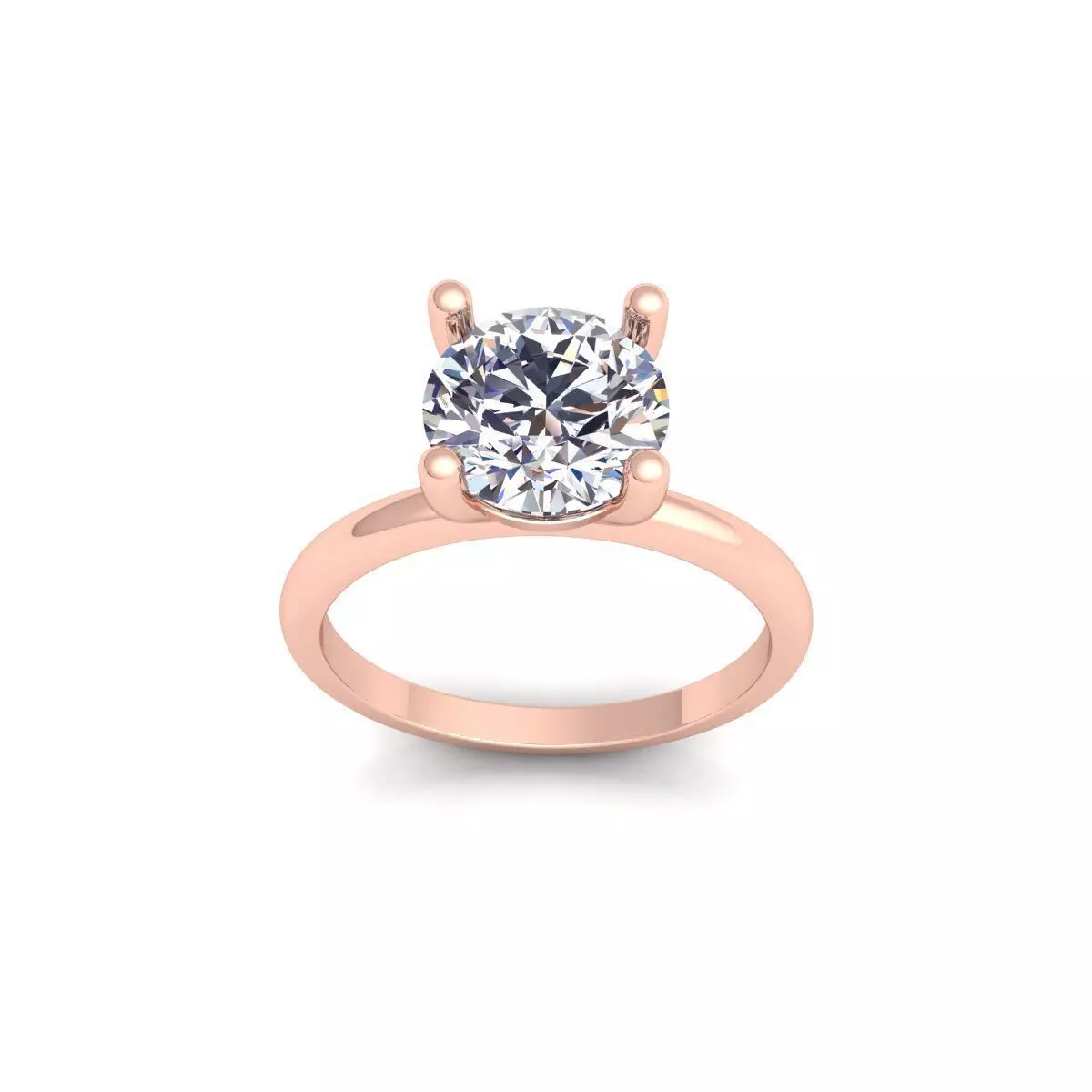 Round Solitaire Diamond Ring 3d Model and Render 3D print model_0