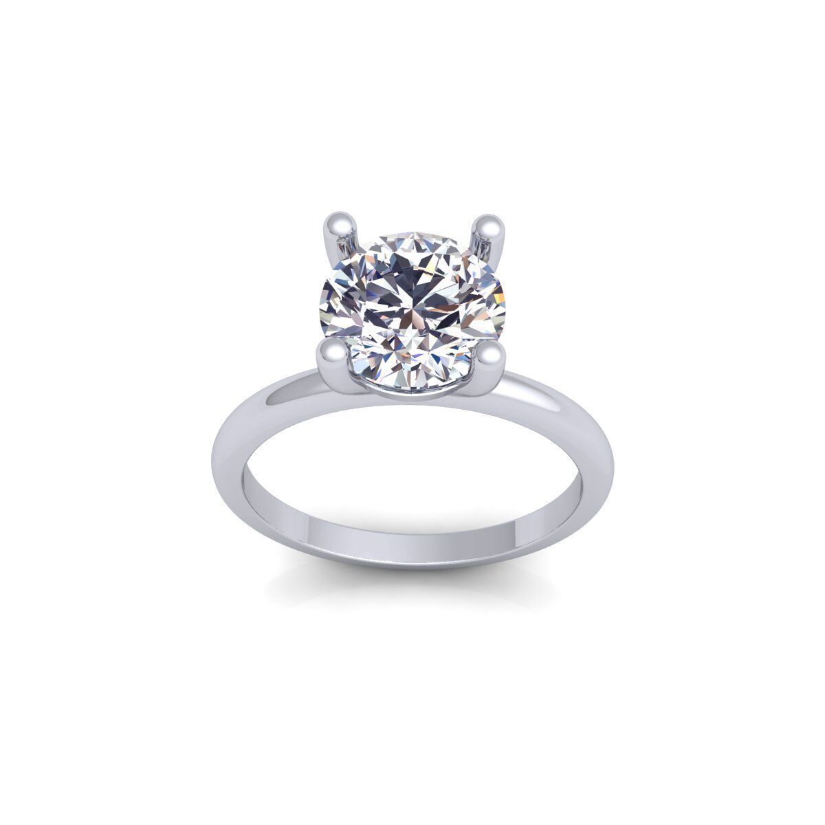 Round Solitaire Diamond Ring 3d Model and Render 3D print model_2