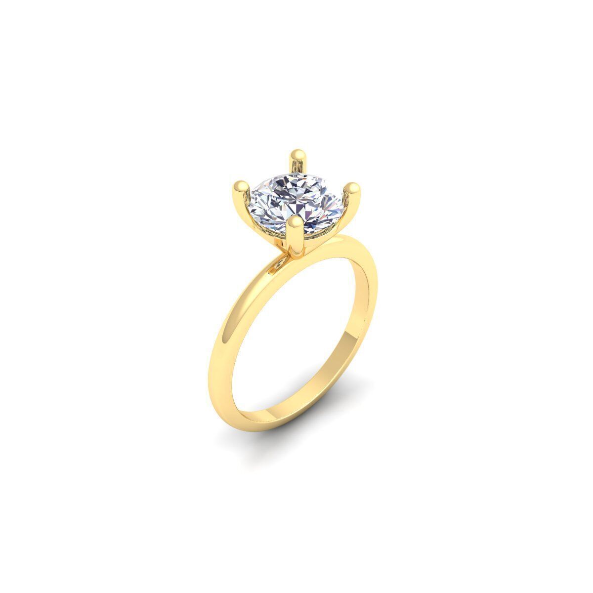Round Solitaire Diamond Ring 3d Model and Render 3D print model_6