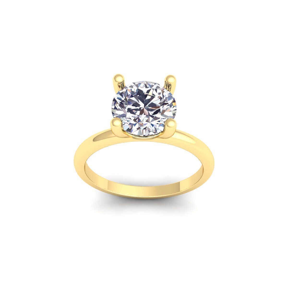 Round Solitaire Diamond Ring 3d Model and Render 3D print model_1