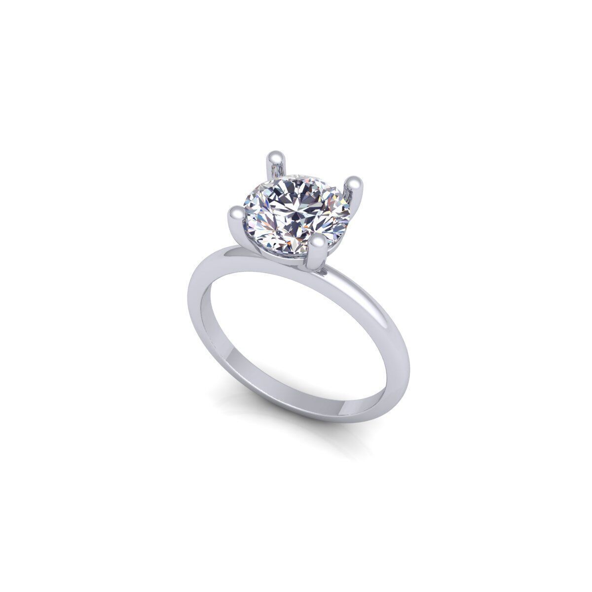 Round Solitaire Diamond Ring 3d Model and Render 3D print model_12