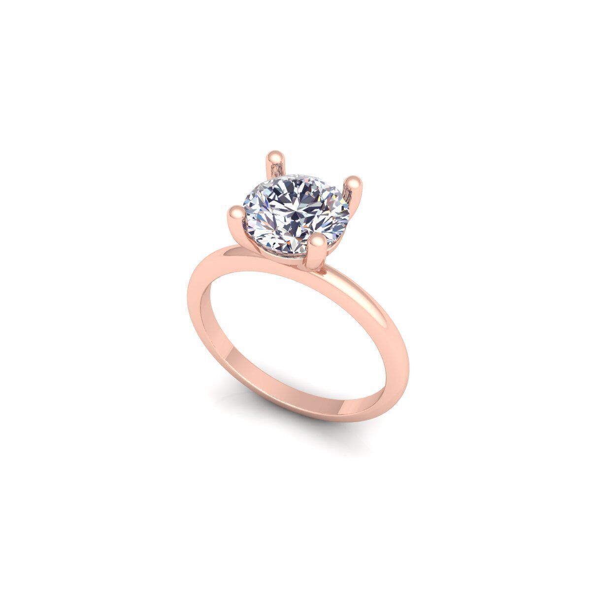 Round Solitaire Diamond Ring 3d Model and Render 3D print model_11