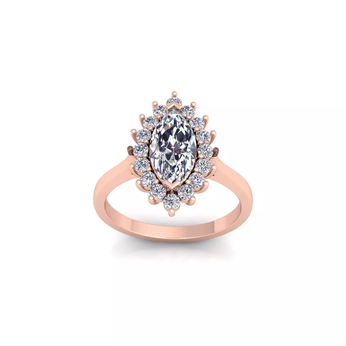 Marquees Diana Diamond Ring 3d Model and Render 3D print model