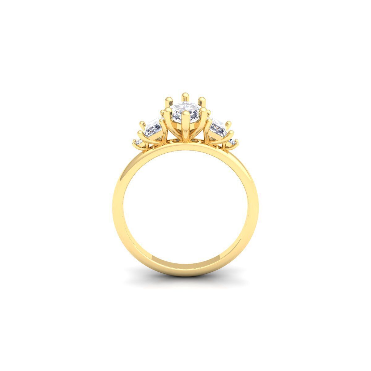 3 Stone Marquees center Ring 3d Model and Render 3D print model_3