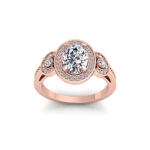Ovel Halo Diamond Ring 3d Model and Render 3D print model