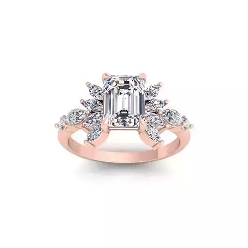 Emerald Engagement Diamond Ring 3d Model and Render