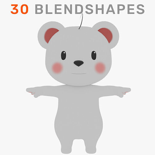 Cartoon Polar Bear Cub Blendshapes Rigged Low-poly 3D model Low-poly 3D model
