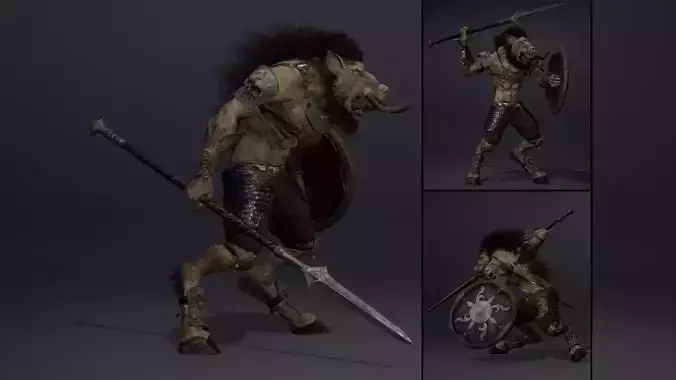 Thunder Spearman Arm2 Brutal Low-poly 3D model
