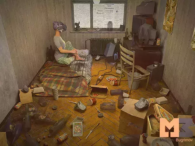 Geek Room Low-poly 3D model