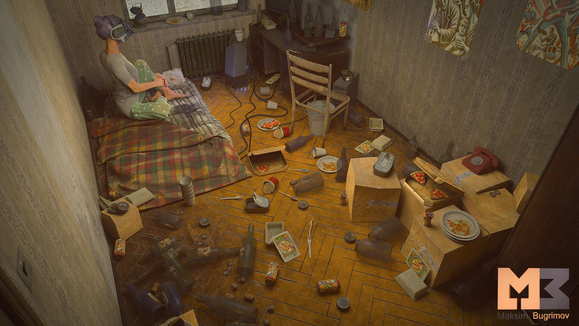 Geek Room Low-poly 3D model_5