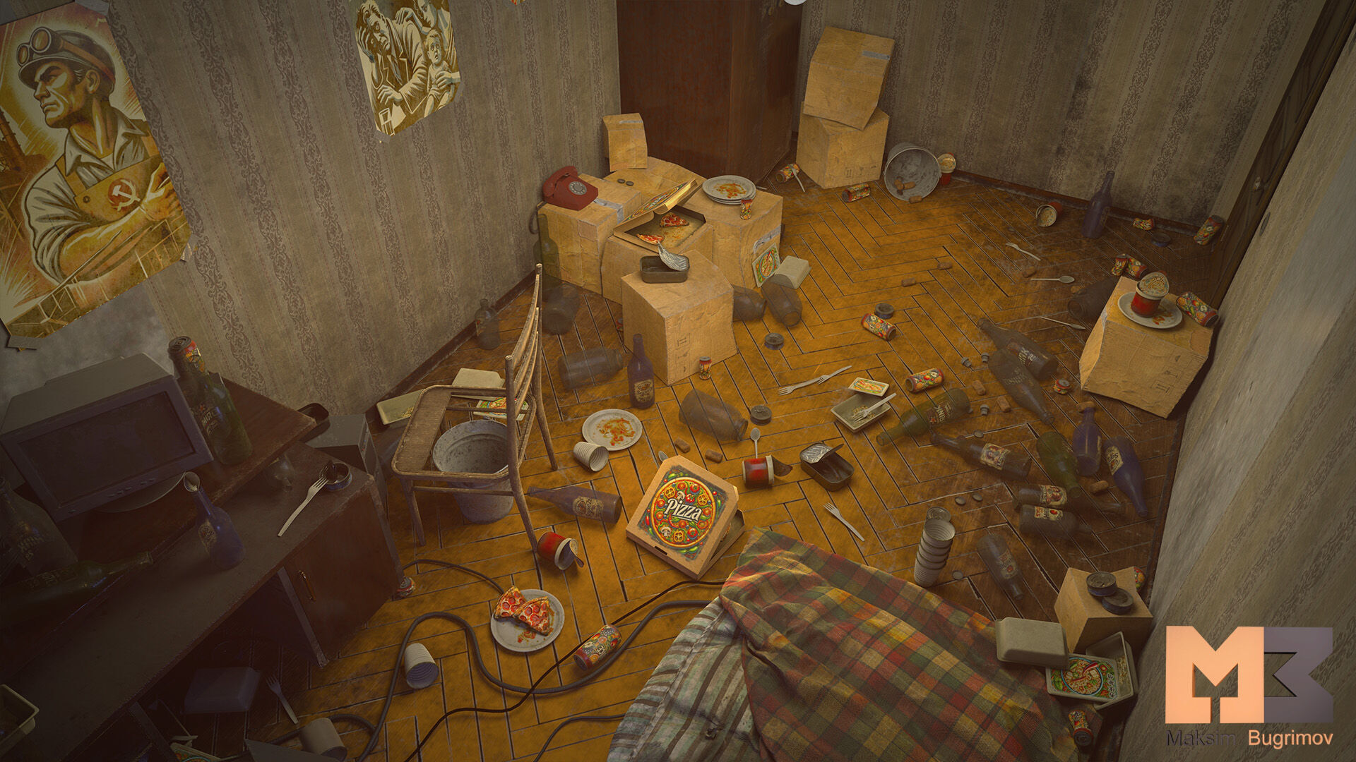 Geek Room Low-poly 3D model_10