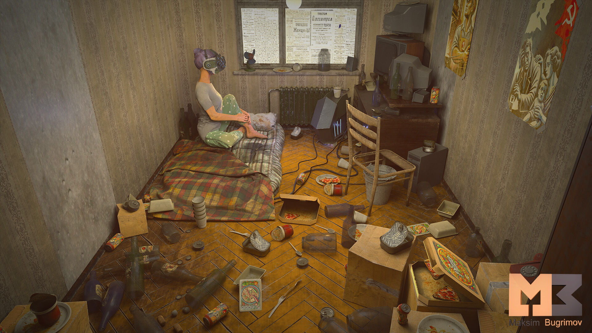 Geek Room Low-poly 3D model_4