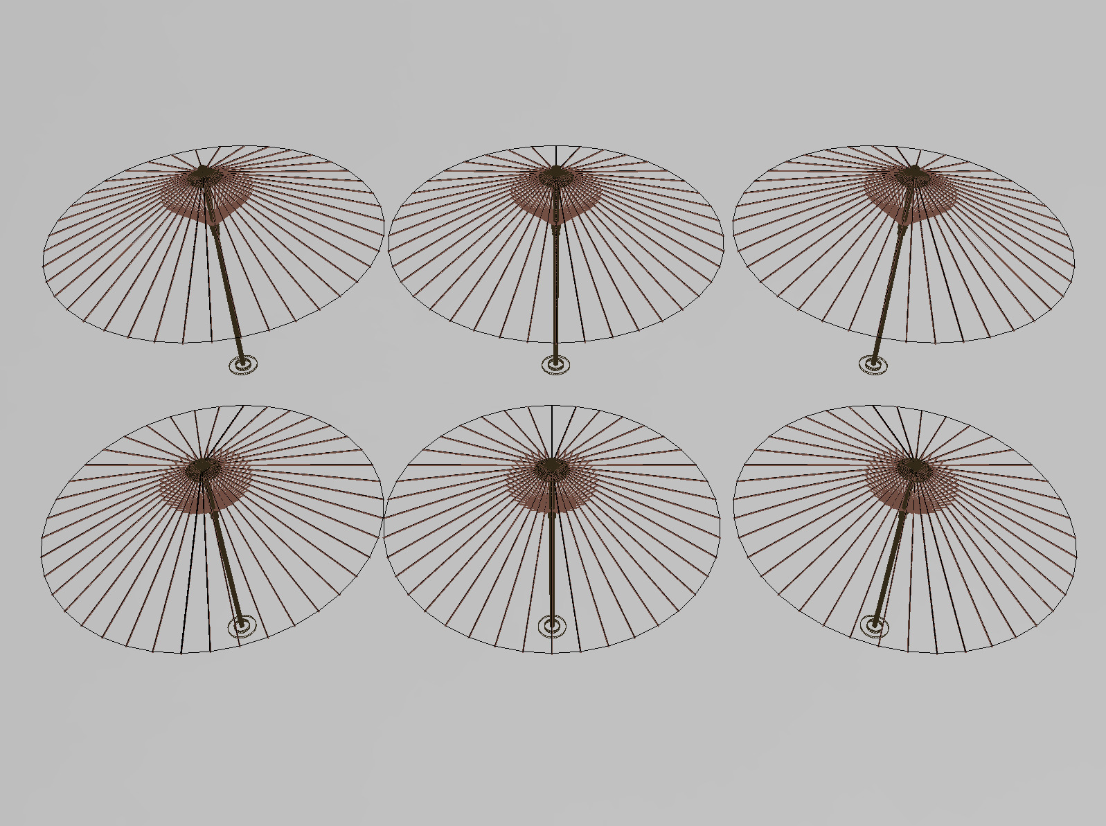 oilpaper umbrella Low-poly 3D model_4