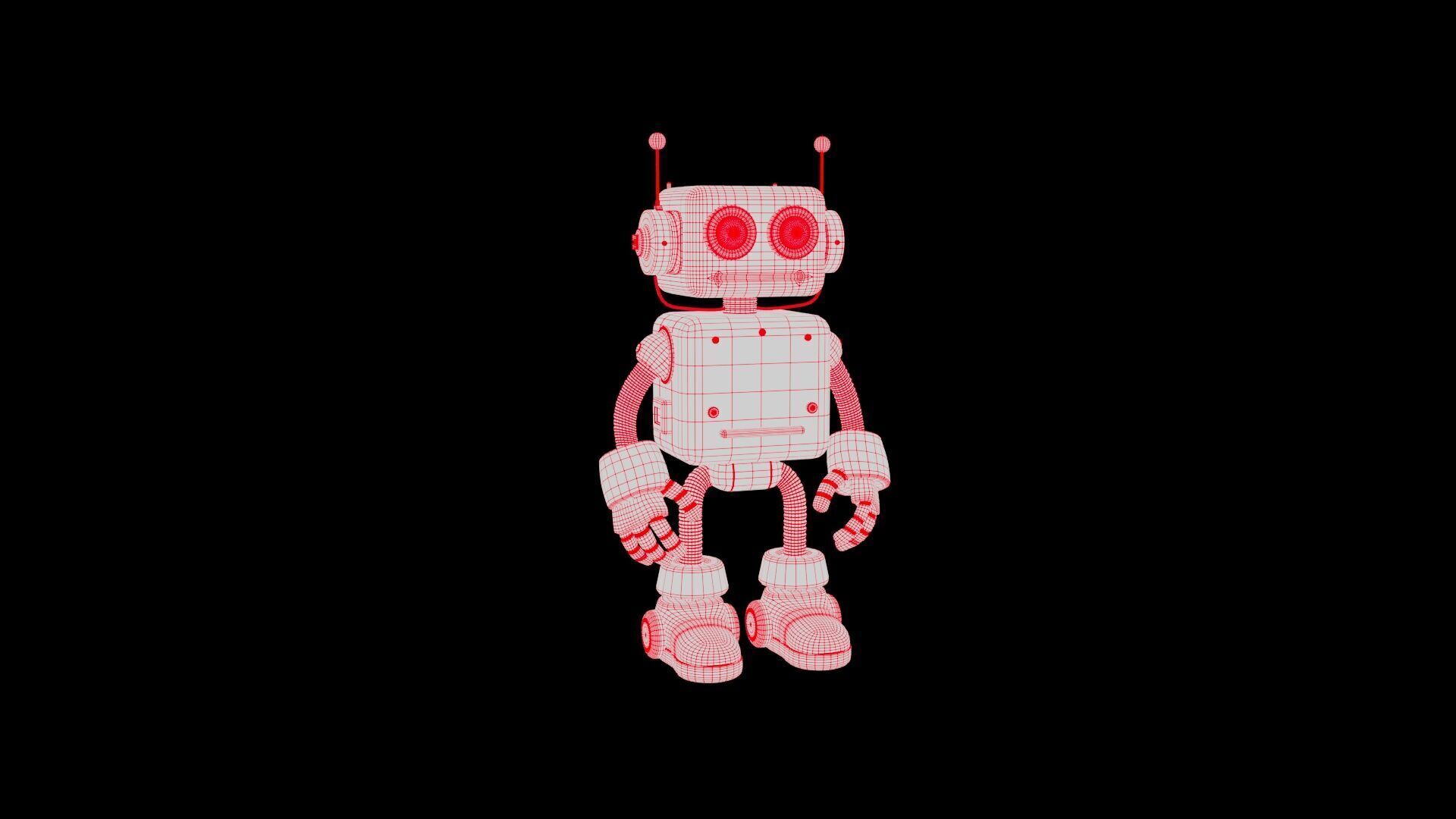 Cartoon Style Robot Low-poly 3D model_7