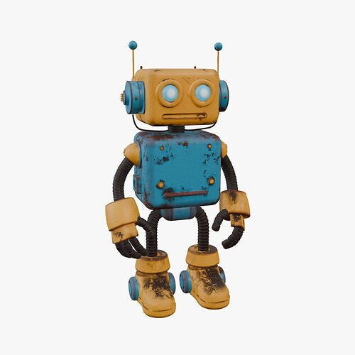 Cartoon Style Robot Low-poly 3D model