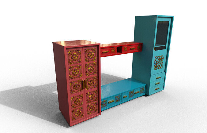 Set Modern Furniture 3D Model Low-poly 3D model