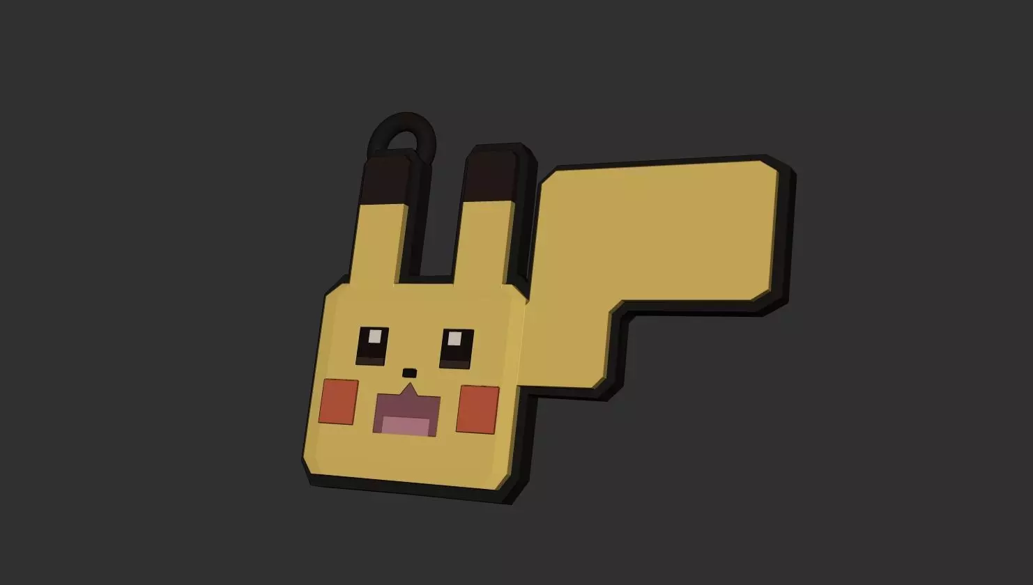 keychain pikachu 3D print model_1