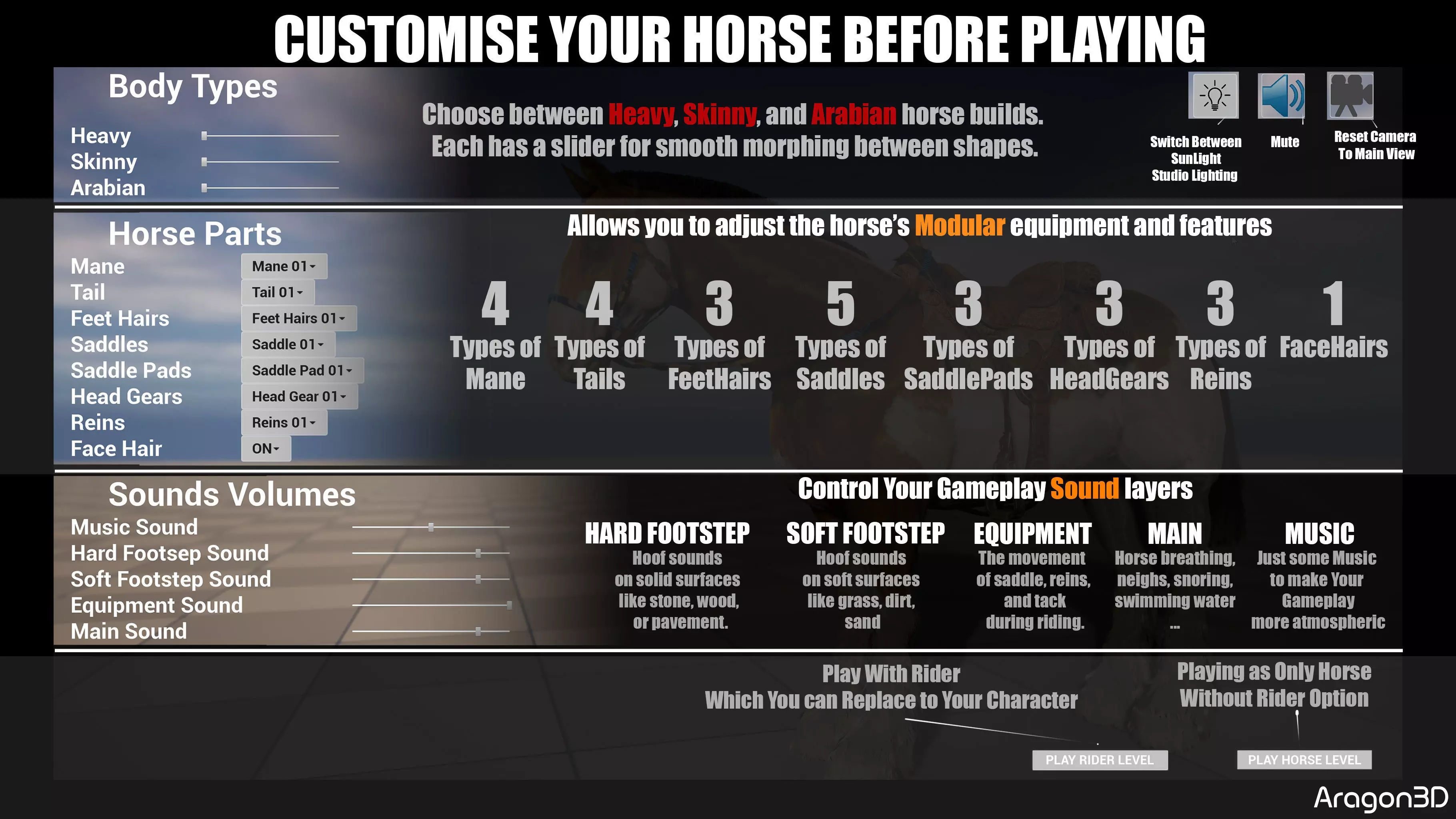 Horse Configurator PLUG AND PLAY Low-poly 3D model_2