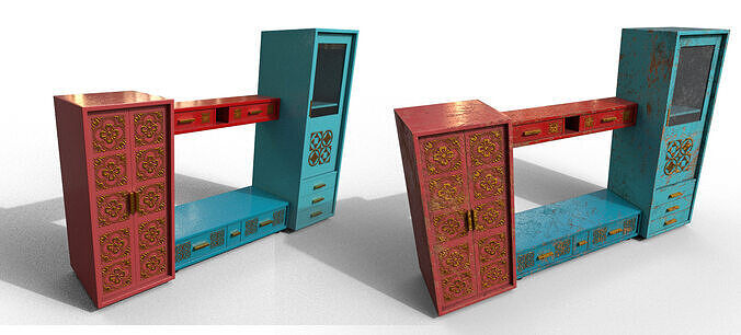 Pack 2 Sets Modern Furniture 3D Model Low-poly 3D model