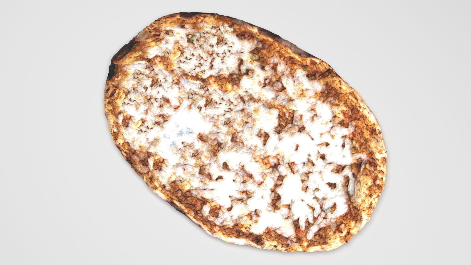 Turkish Pepperoni Lahmacun 3D model_4