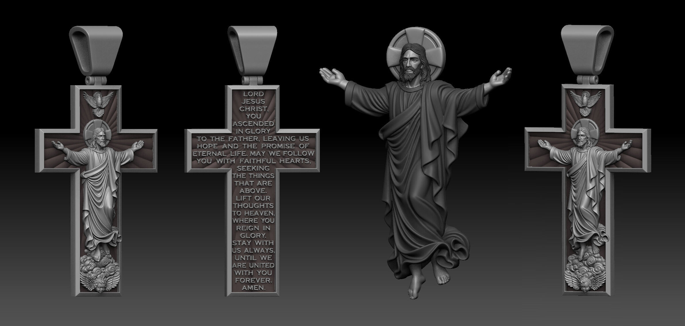 The Ascension of Jesus Christ Ascending to Heaven Cross 3D print model_9