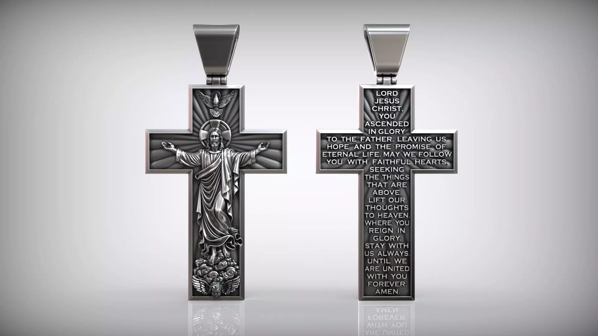 The Ascension of Jesus Christ Ascending to Heaven Cross 3D print model_0