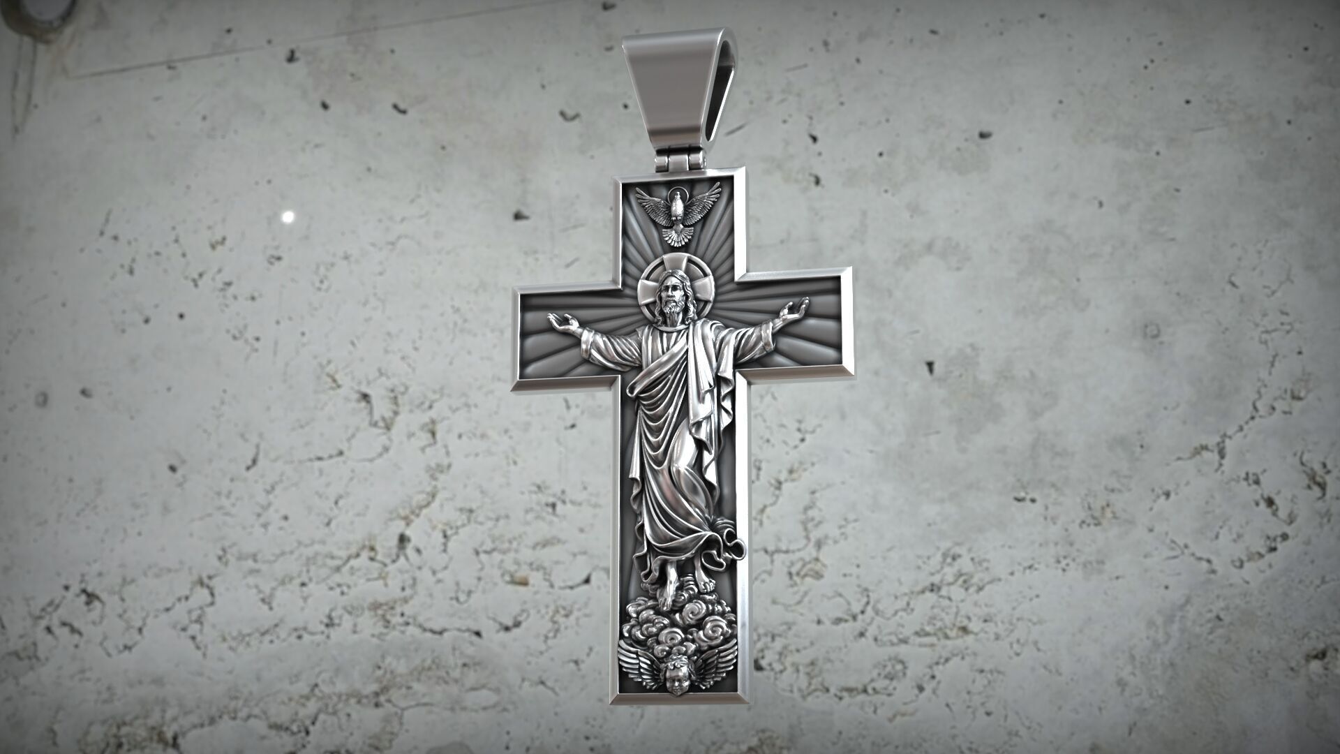 The Ascension of Jesus Christ Ascending to Heaven Cross 3D print model_4