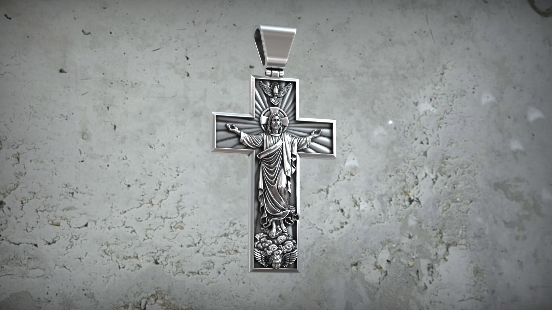 The Ascension of Jesus Christ Ascending to Heaven Cross 3D print model_8