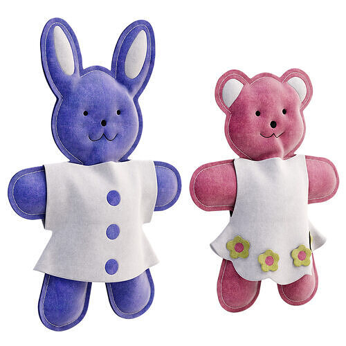 bunny and teddy bear toy 3D model