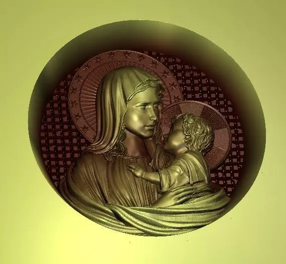 virgin mary with child 3D print model_0
