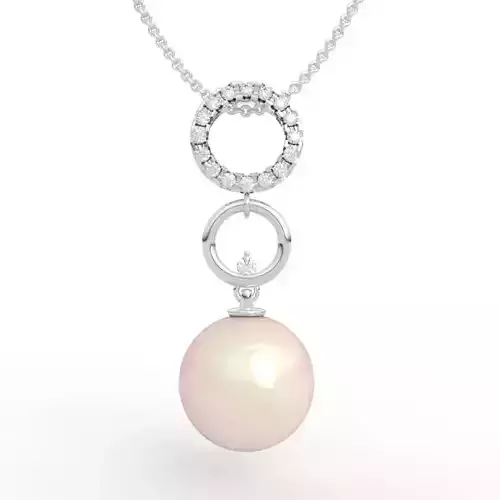 Elegant Circle Pearl Pendant Diamond