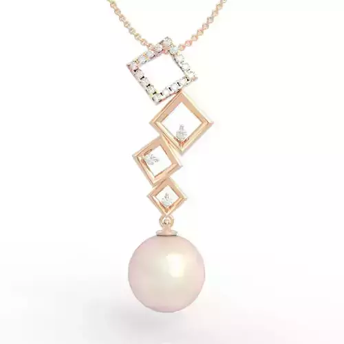Square Frame Pearl Necklace