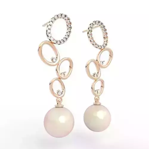 Geometric Circle Pearl Studs