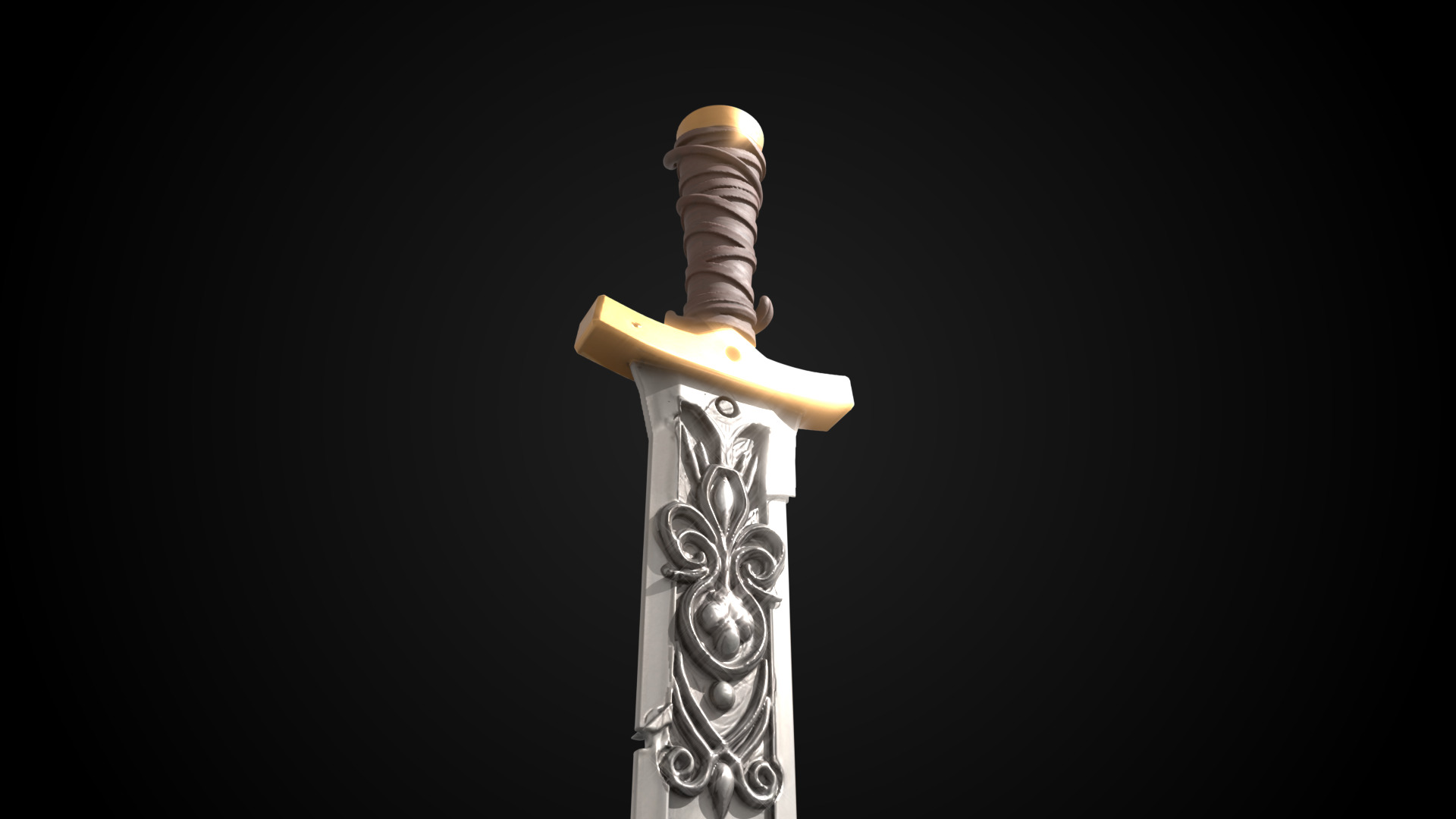 Stylized Sword - Crusader Blade - Emberbane - Game Ready 3D model_9