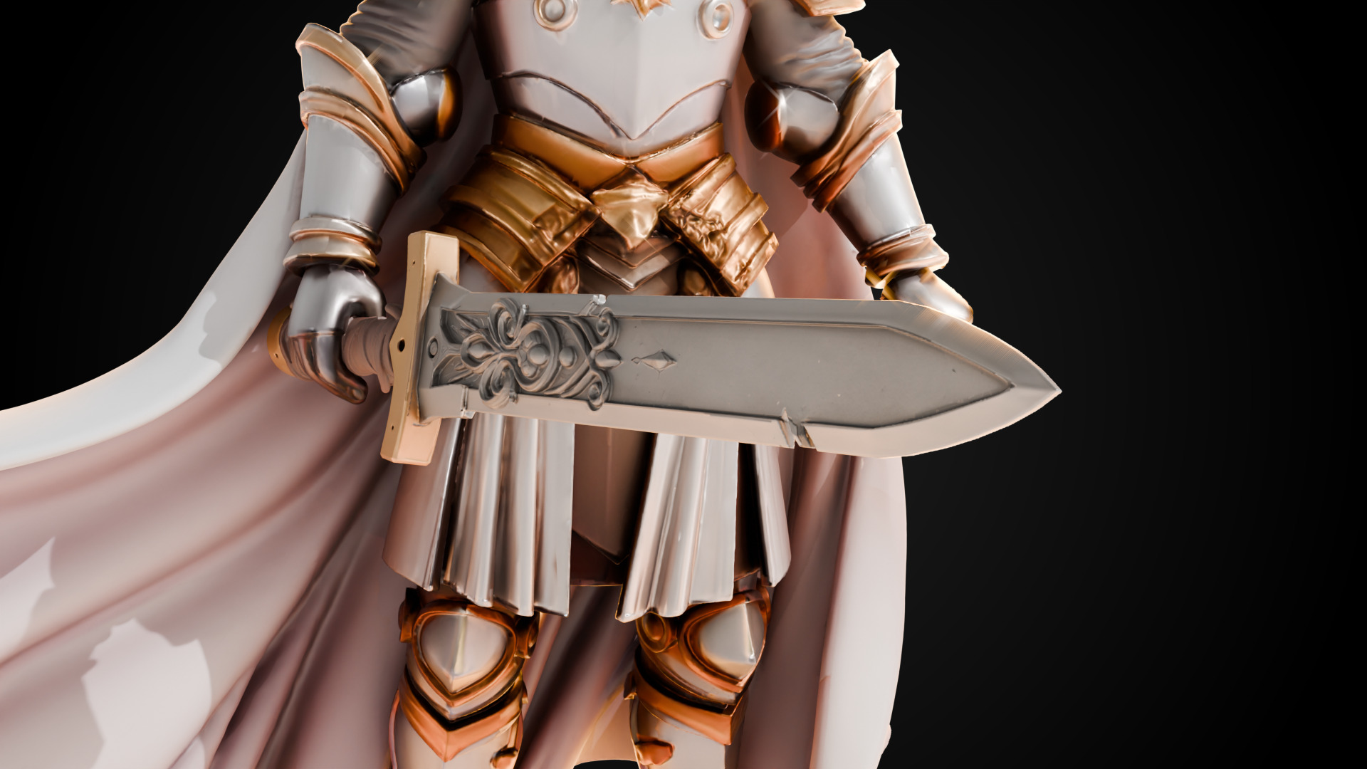 Stylized Sword - Crusader Blade - Emberbane - Game Ready 3D model_1