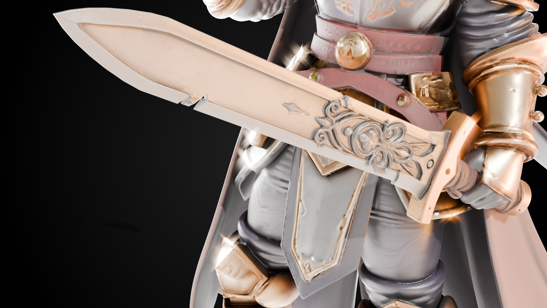 Stylized Sword - Crusader Blade - Emberbane - Game Ready 3D model_3
