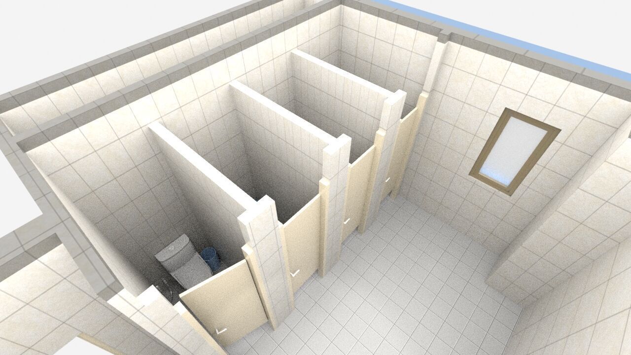 Modern Staff WC Restroom Low-poly 3D model_4
