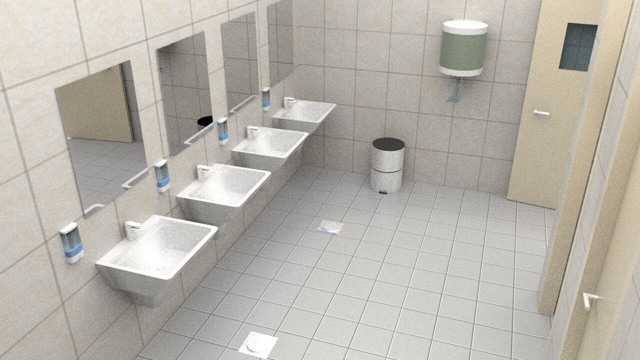 Modern Staff WC Restroom Low-poly 3D model_6
