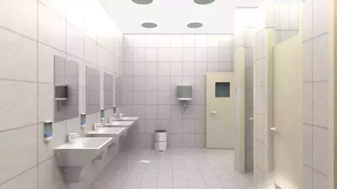 Modern Staff WC Restroom Low-poly 3D model
