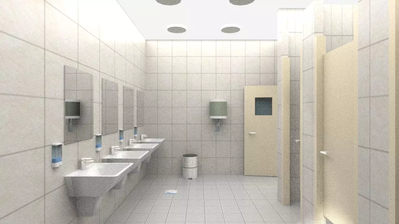 Modern Staff WC Restroom Low-poly 3D model_0