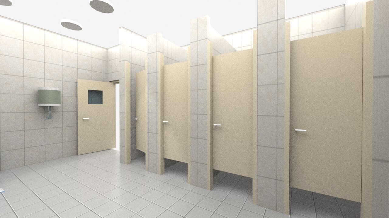 Modern Staff WC Restroom Low-poly 3D model_2