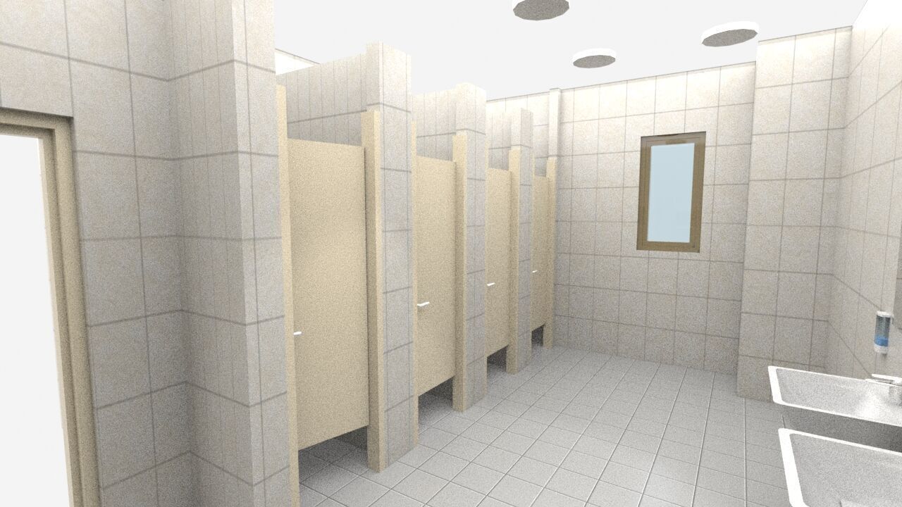 Modern Staff WC Restroom Low-poly 3D model_1