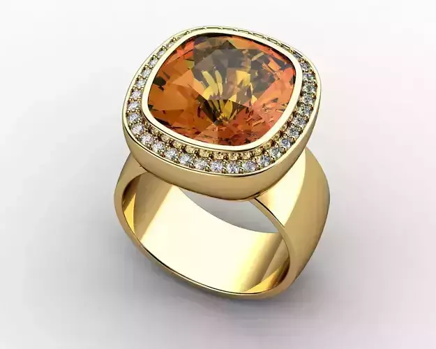 Citrine And Diamond Rings for Women 3D print model