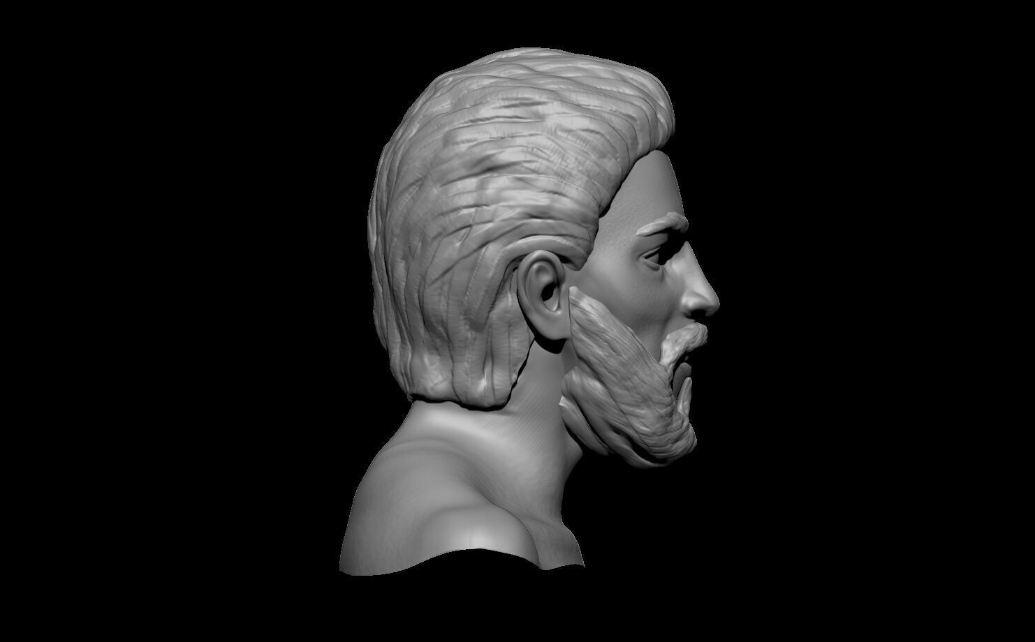 Sculpted Male Head Zbrush 3D model_1