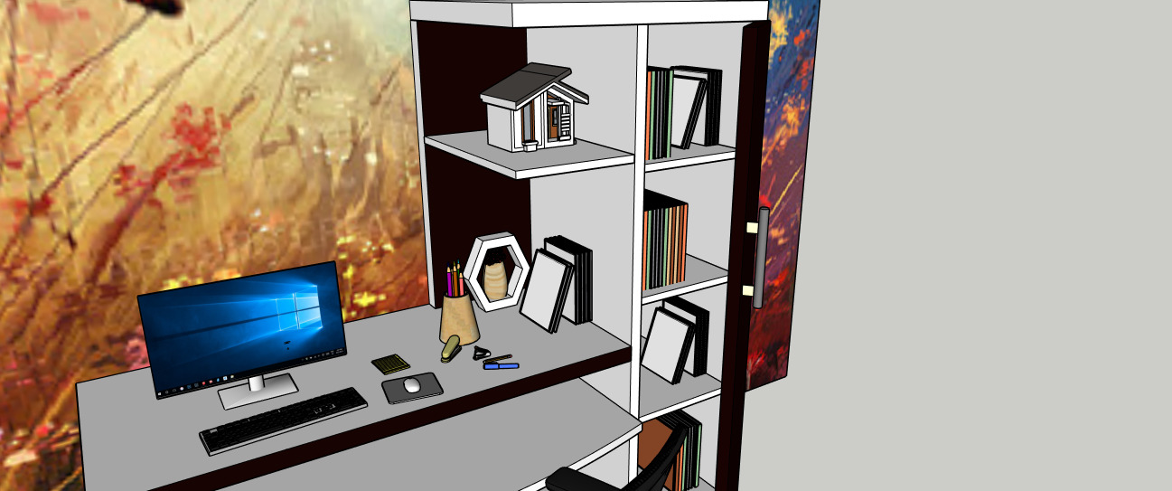 Modern Computer Table 3D Model  SketchUp Format 3D model_7