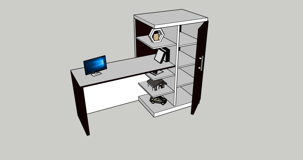 Modern Computer Table 3D Model  SketchUp Format 3D model_9