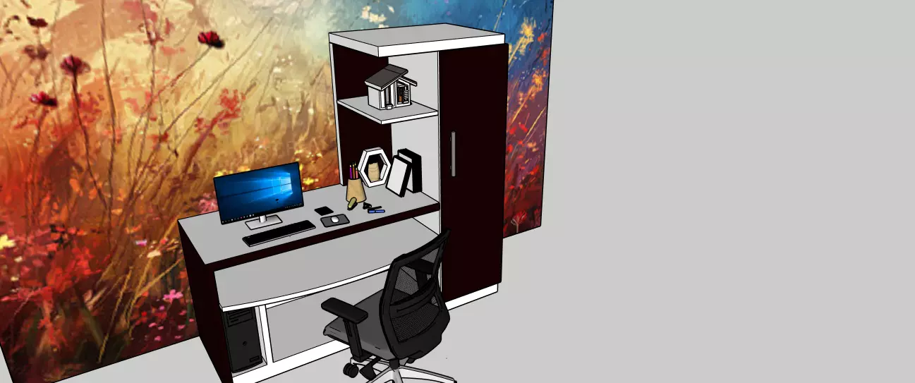 Modern Computer Table 3D Model  SketchUp Format 3D model_0