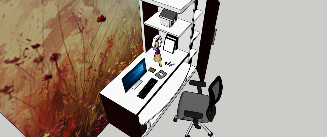 Modern Computer Table 3D Model  SketchUp Format 3D model_3
